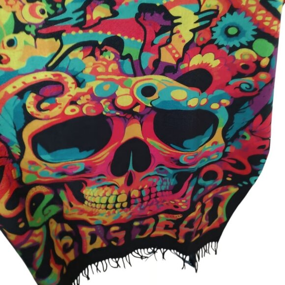 Multicolor Zeds Dead Skull Official Merchandise Dime Time Pashmina Scarf - Picture 3 of 4